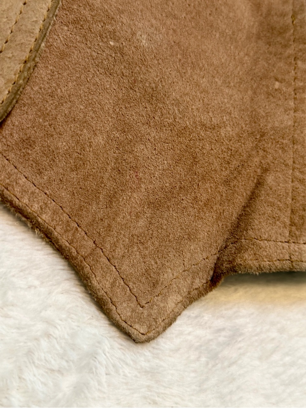 Vintage De Foxxy Genuine Suede Leather Vest Tan Western Boho Women’s 11/12 - Picture 7 of 9